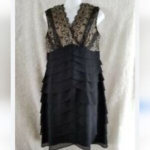 collection dressbarn size 16  black and tan lace dress